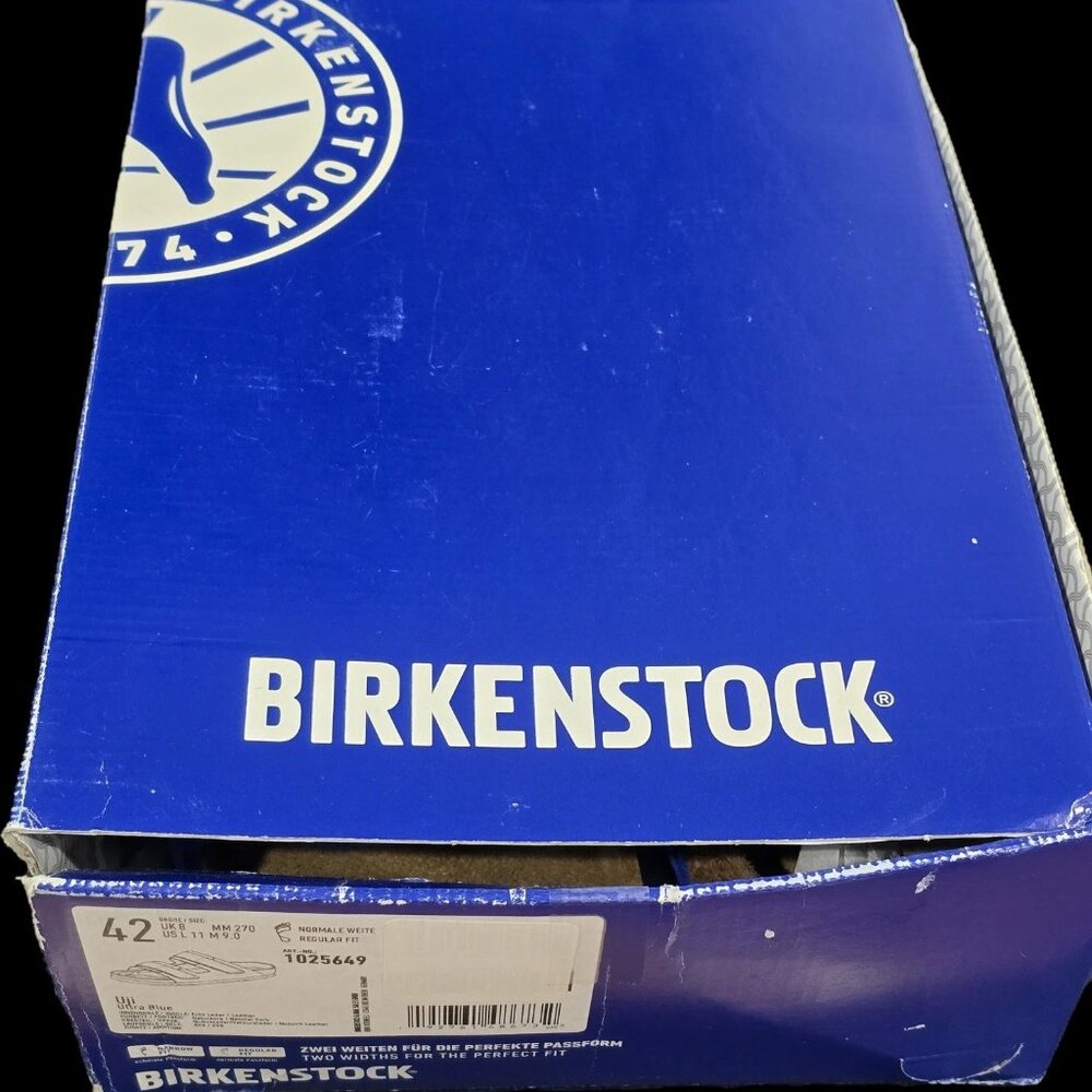 $ 150- Birkenstock UJI Nubuck/Suede Leather Slide Sandals 1025649 Blue- Unisex - Picture 8 of 9